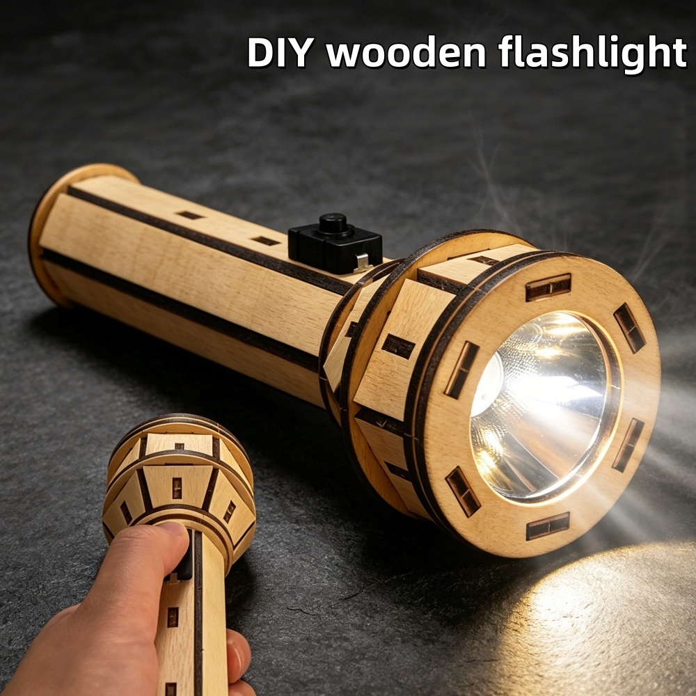 Science Project Diy - Деревянный DIY-набор для сборки фонарика-головоломки: развивающий