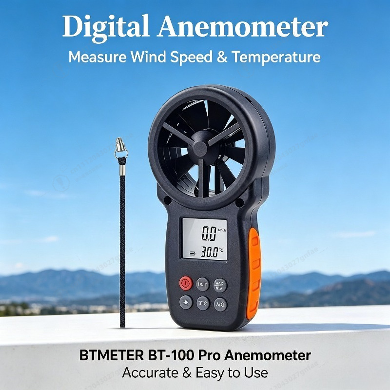 Anemometer Wind Speed - Цифровой анемометр BT-100: портативный измеритель скорости